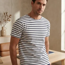 Armor lux AM100 - Marinière Homme Légère Manches Courtes Col Bateau