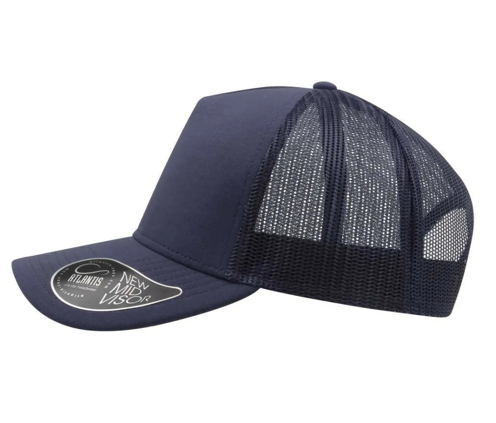 Atlantis AT083 - Casquette 5 Panneaux Visière en Jersey