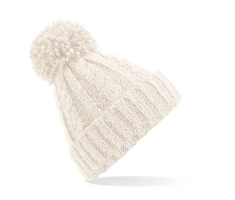 BEECHFIELD BF480 - Bonnet Douillet en Laine avec Pompon et Suprafleece