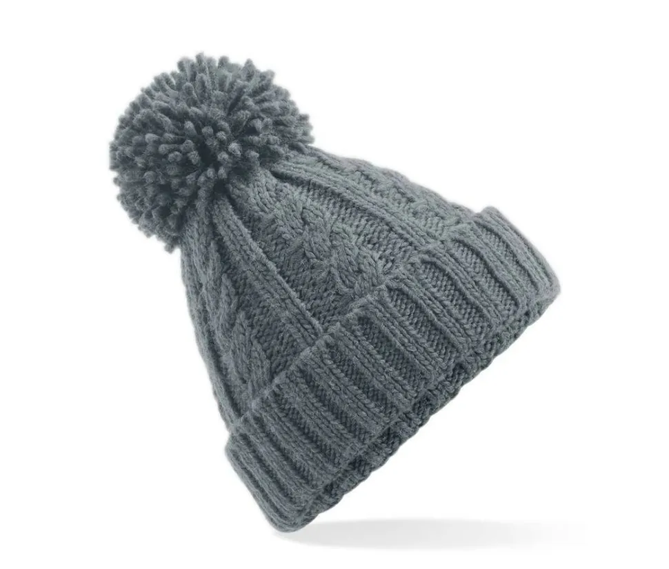 BEECHFIELD BF480 - Bonnet Douillet en Laine avec Pompon et Suprafleece
