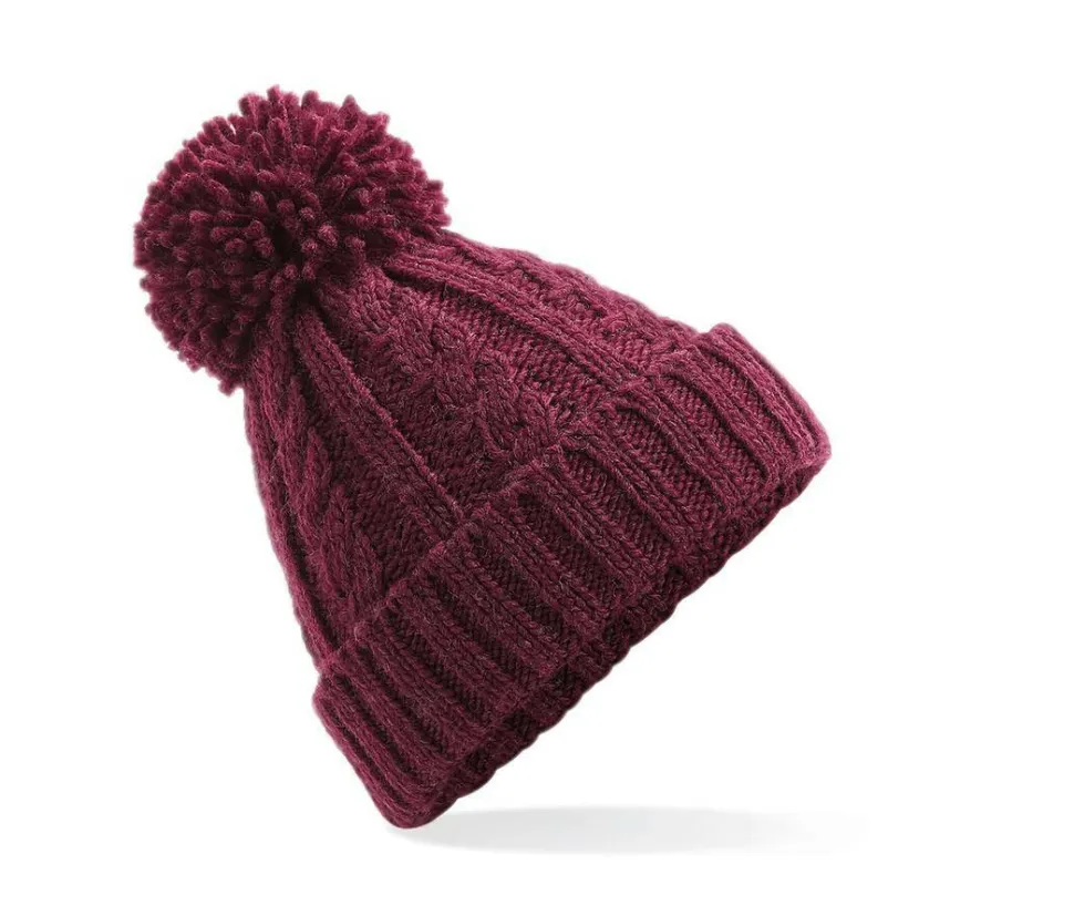 BEECHFIELD BF480 - Bonnet Douillet en Laine avec Pompon et Suprafleece