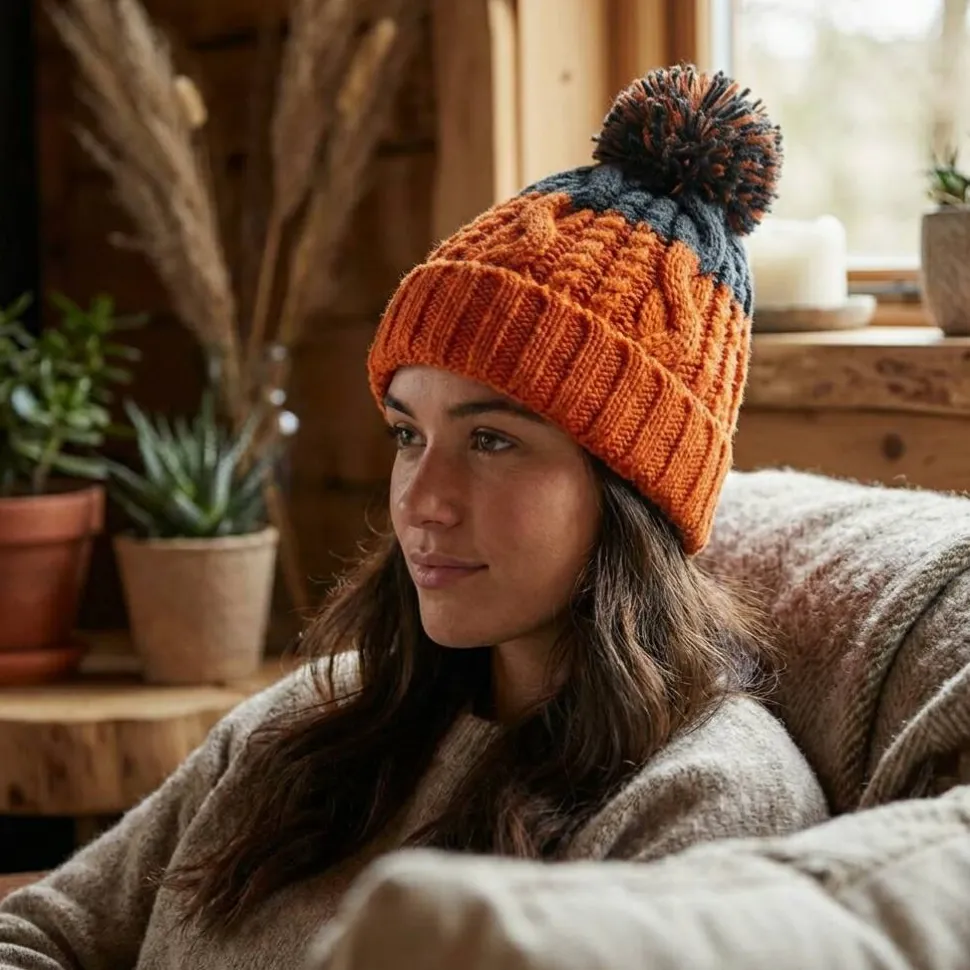 Beechfield BF437 - Bonnet Douillet à Maille Torsadée Bicolore