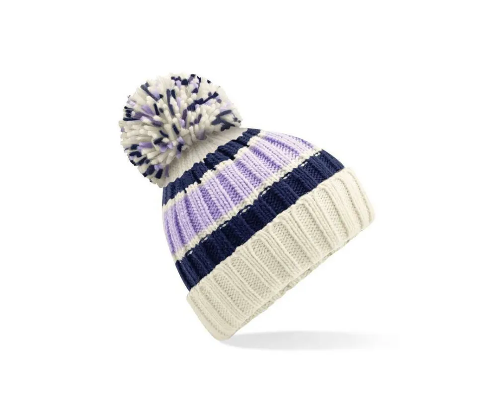 BEECHFIELD BF392 - Bonnet rayé avec pompon