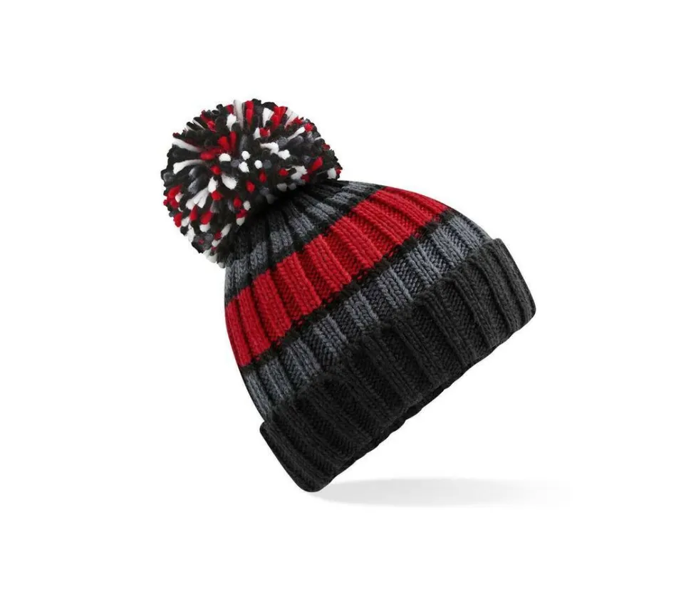 BEECHFIELD BF392 - Bonnet rayé avec pompon