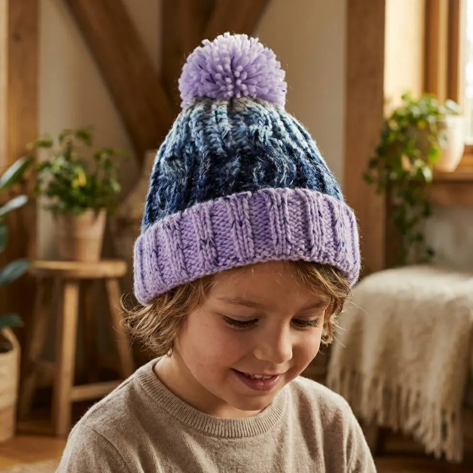 Beechfield BF486B - Bonnet enfant Corkscrew avec pompon