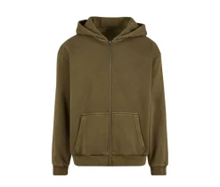 BUILD YOUR BRAND BY295 - Sweat capuche zippé lourd délavé