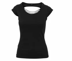 BUILD YOUR BRAND BY035 - T-shirt femme dos lacéré