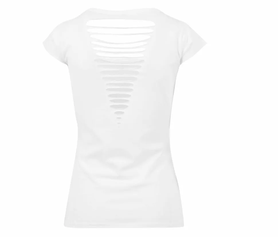 BUILD YOUR BRAND BY035 - T-shirt femme dos lacéré