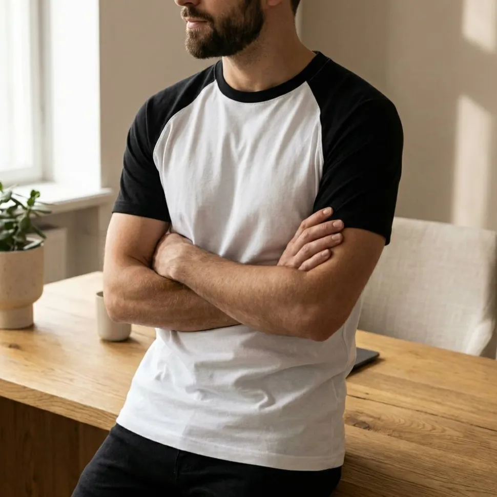 BUILD YOUR BRAND BY007 - T-shirt Baseball Confort et Style Moderne