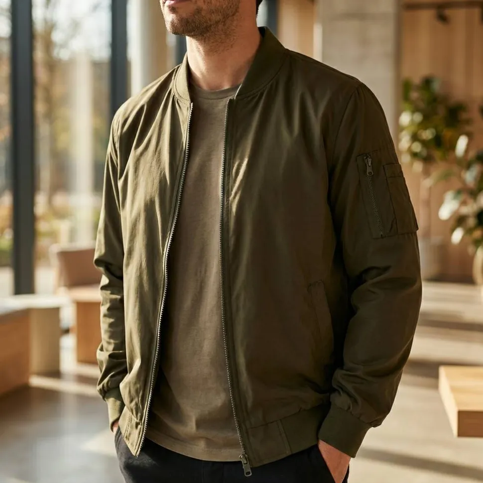 BUILD YOUR BRAND BY045 - Veste Bomber Homme Élégance et Simplicité