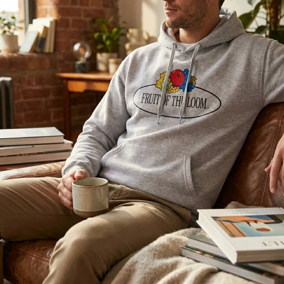 FRUIT OF THE LOOM VINTAGE SCV270 - Sweat capuche unisexe logo Fruit of the Loom