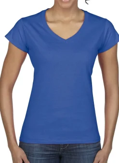 Gildan GD078 - T-shirt Femme Col V Style Doux et Élégant