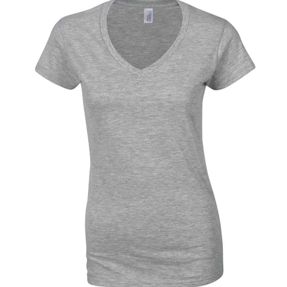 Gildan GD078 - T-shirt Femme Col V Style Doux et Élégant