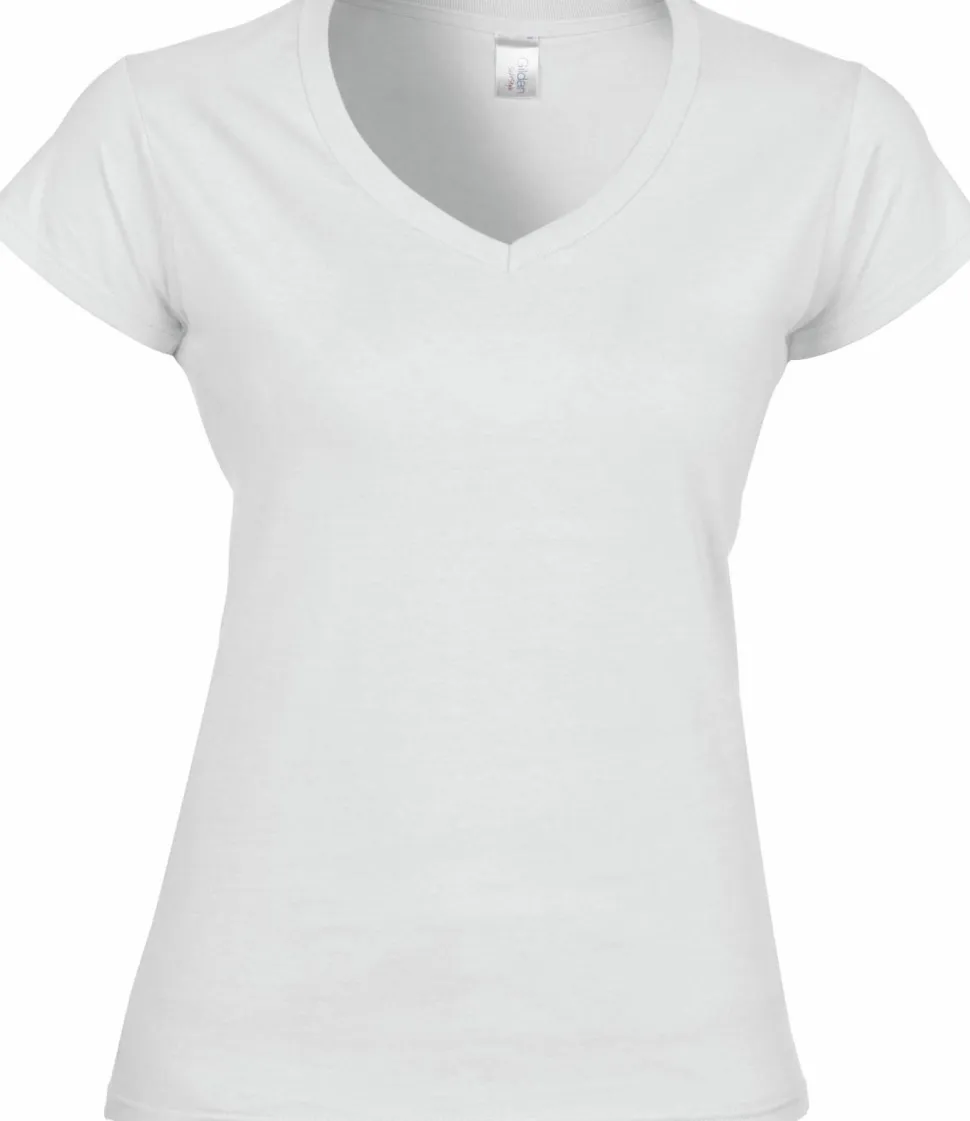 Gildan GI64V00L - T-shirt Femme Col V en Coton Doux