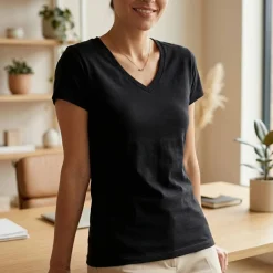 Gildan GN647 - T-Shirt Femme Col V 100% Coton