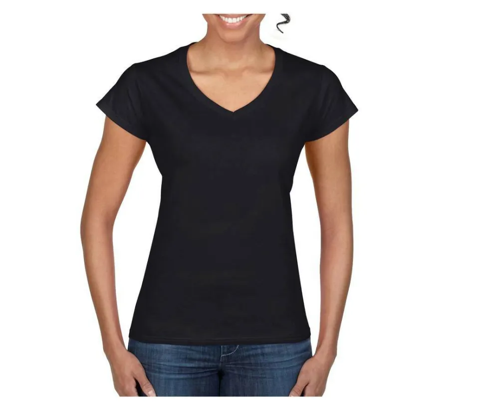 Gildan GN647 - T-Shirt Femme Col V 100% Coton