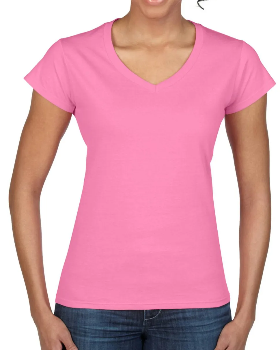 Gildan 64V00L - T-Shirt Femme Col V 100% Coton
