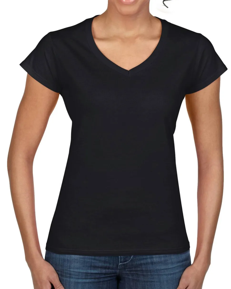 Gildan 64V00L - T-Shirt Femme Col V 100% Coton