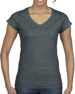 Gildan 64V00L - T-Shirt Femme Col V 100% Coton