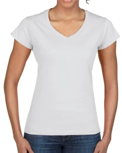 Gildan 64V00L - T-Shirt Femme Col V 100% Coton