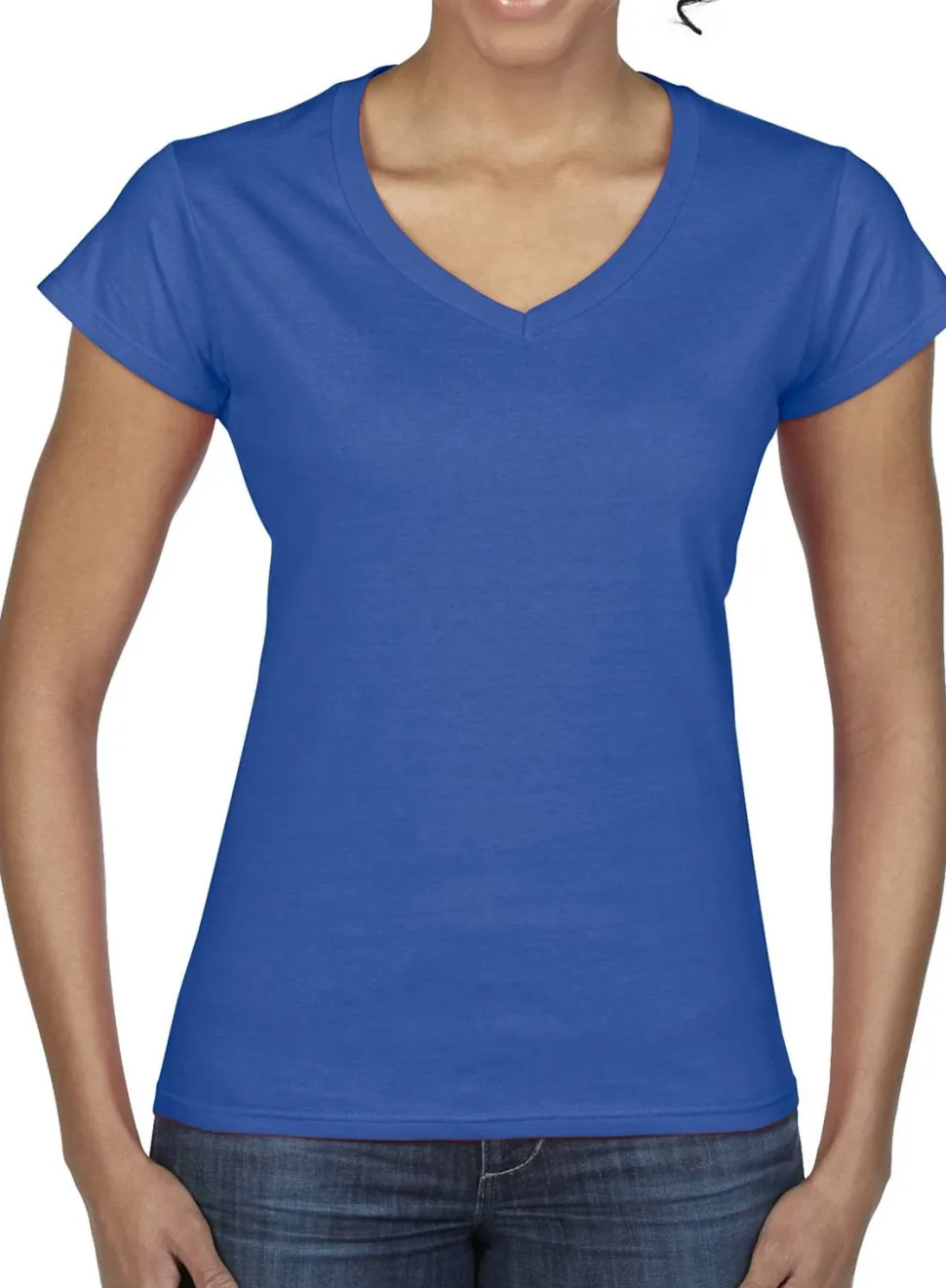 Gildan 64V00L - T-Shirt Femme Col V 100% Coton