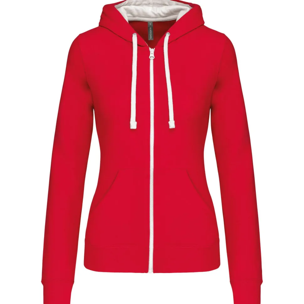 Kariban K467 - Sweat-shirt zippé capuche contrastée femme