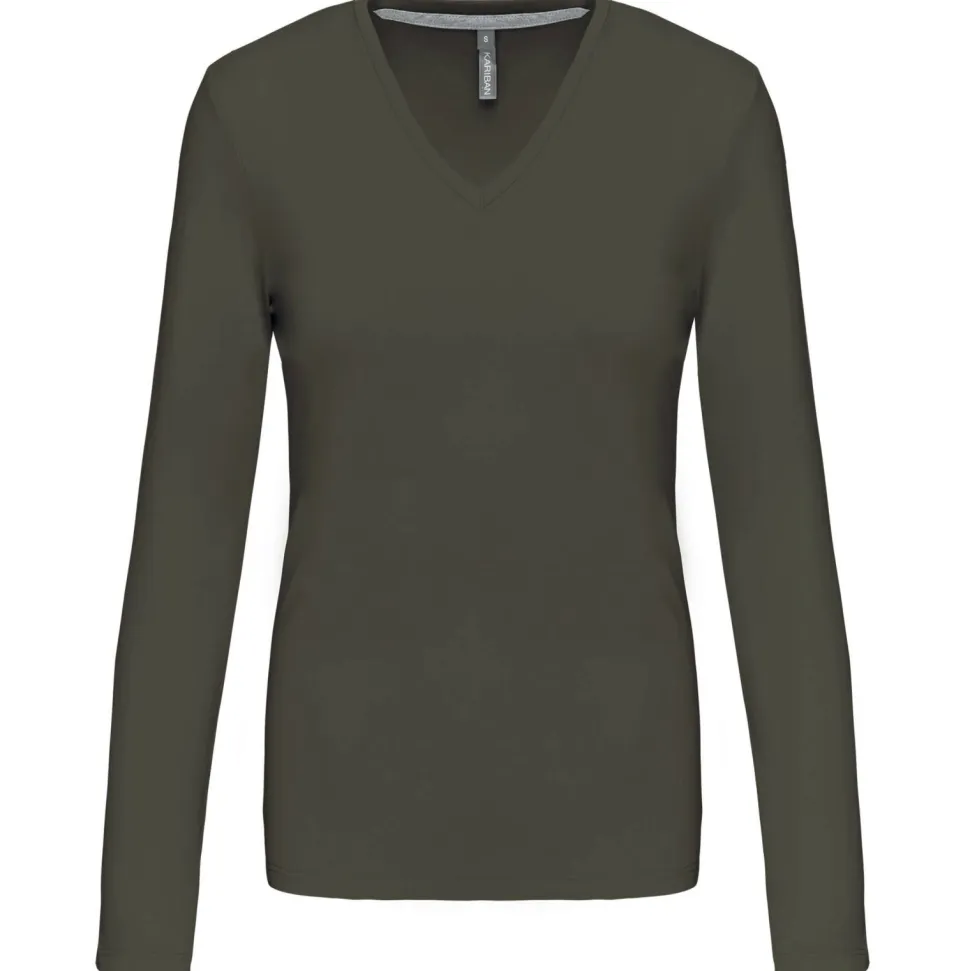 Kariban K382 - T-SHIRT COL V MANCHES LONGUES FEMME