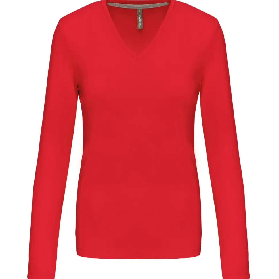 Kariban K382 - T-SHIRT COL V MANCHES LONGUES FEMME