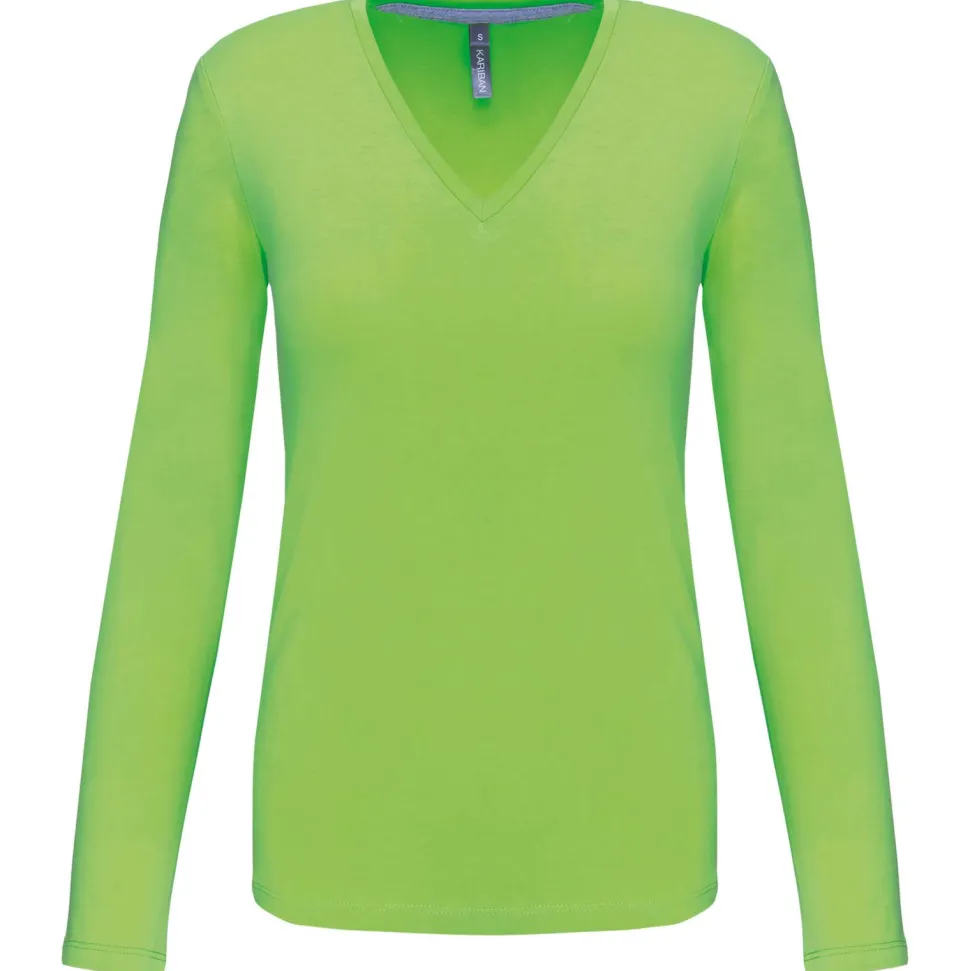 Kariban K382 - T-SHIRT COL V MANCHES LONGUES FEMME