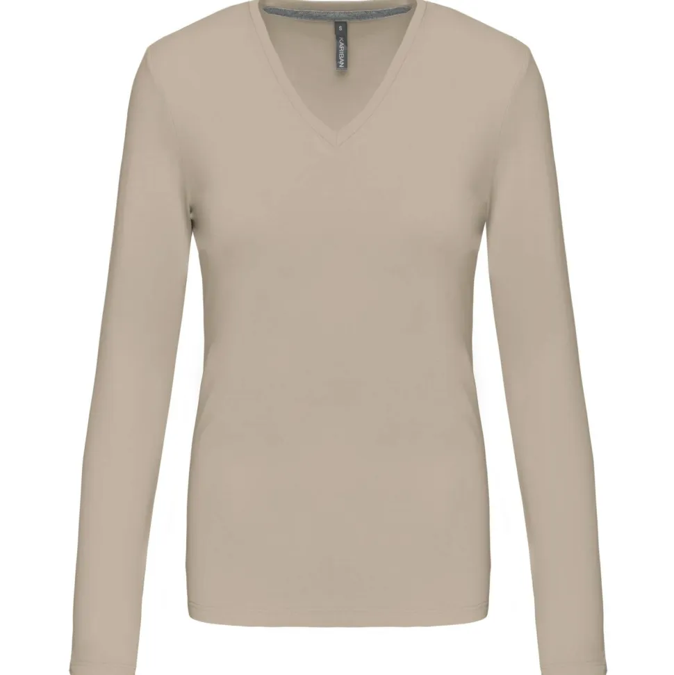 Kariban K382 - T-SHIRT COL V MANCHES LONGUES FEMME