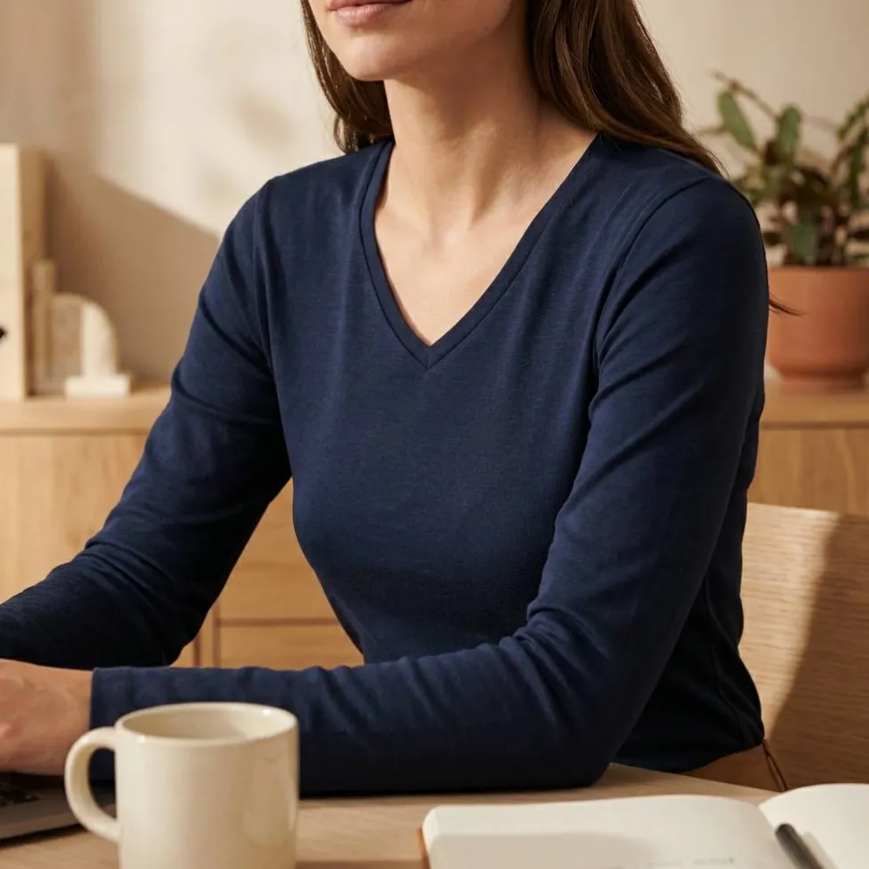 Kariban Premium PK307 - T-shirt Supima® col V manches longues femme