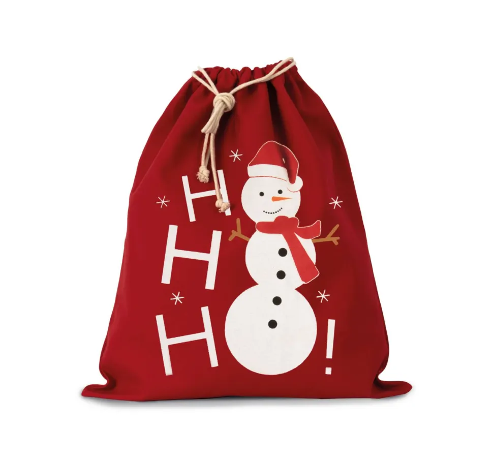 Kimood KI0745 - Sac coton à cordon motif bonhomme de neige
