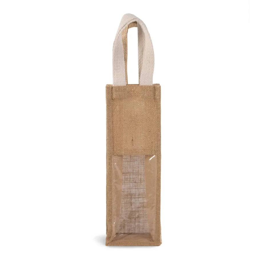 Kimood KI0267 - Sac porte bouteille en jute
