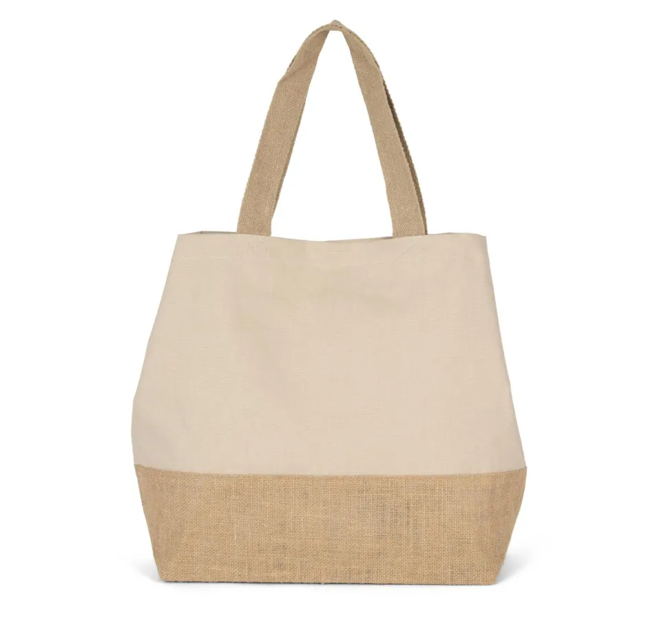 Kimood KI0235 - Sac shopping en toiles de coton & jute