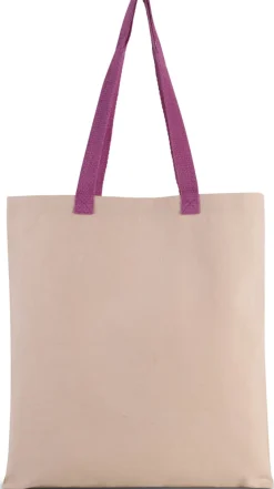 Kimood KI0277 - Sac shopping plat en toile avec poignées contrastées