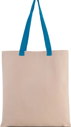 Kimood KI0277 - Sac shopping plat en toile avec poignées contrastées