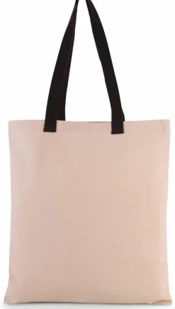 Kimood KI0277 - Sac shopping plat en toile avec poignées contrastées
