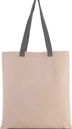 Kimood KI0277 - Sac shopping plat en toile avec poignées contrastées