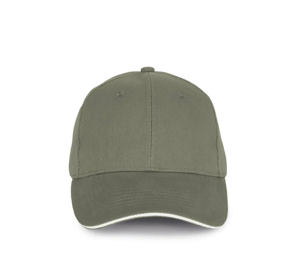 K-up KP198 - Casquette en Coton Bio à Visière Contrastée - 6 Panneaux