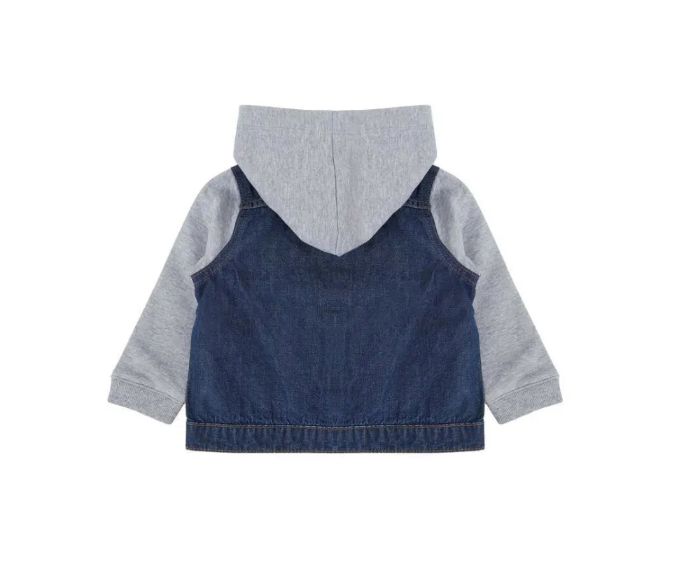 LARKWOOD LW750 - Veste en Jean avec Capuche et Manches Contrastées