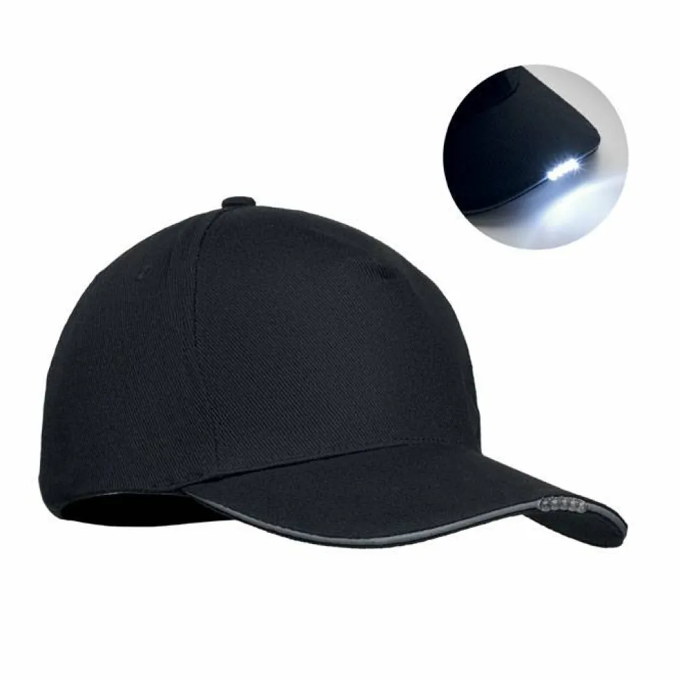 LUZCAP Casquette en coton LED à 5 pans - GiftRetail MO2439