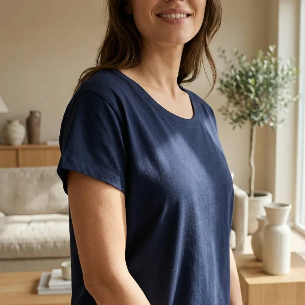 NEUTRAL O81003 - T-shirt Femme Ample Rayé Nautique Chic