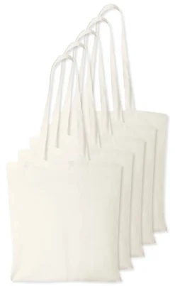Pack de 5 Westford mill WM101 - Sac Cabas Personnalisable en Coton Westford Mill