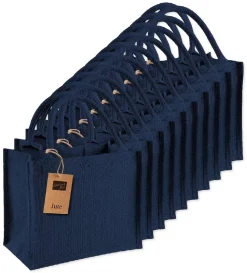Pack de 25 Westford mill WM412 - Petit Sac en Toile de Jute - poignées en coton - dimensions 26x22x14cm