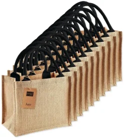 Pack de 75 Westford mill WM412 - Petit Sac en Toile de Jute - poignées en coton - dimensions 26x22x14cm