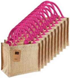 Pack de 75 Westford mill WM412 - Petit Sac en Toile de Jute - poignées en coton - dimensions 26x22x14cm