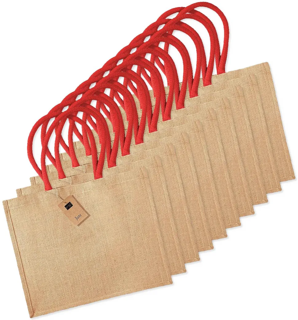 Pack de 75 Westford mill WM412 - Petit Sac en Toile de Jute - poignées en coton - dimensions 26x22x14cm
