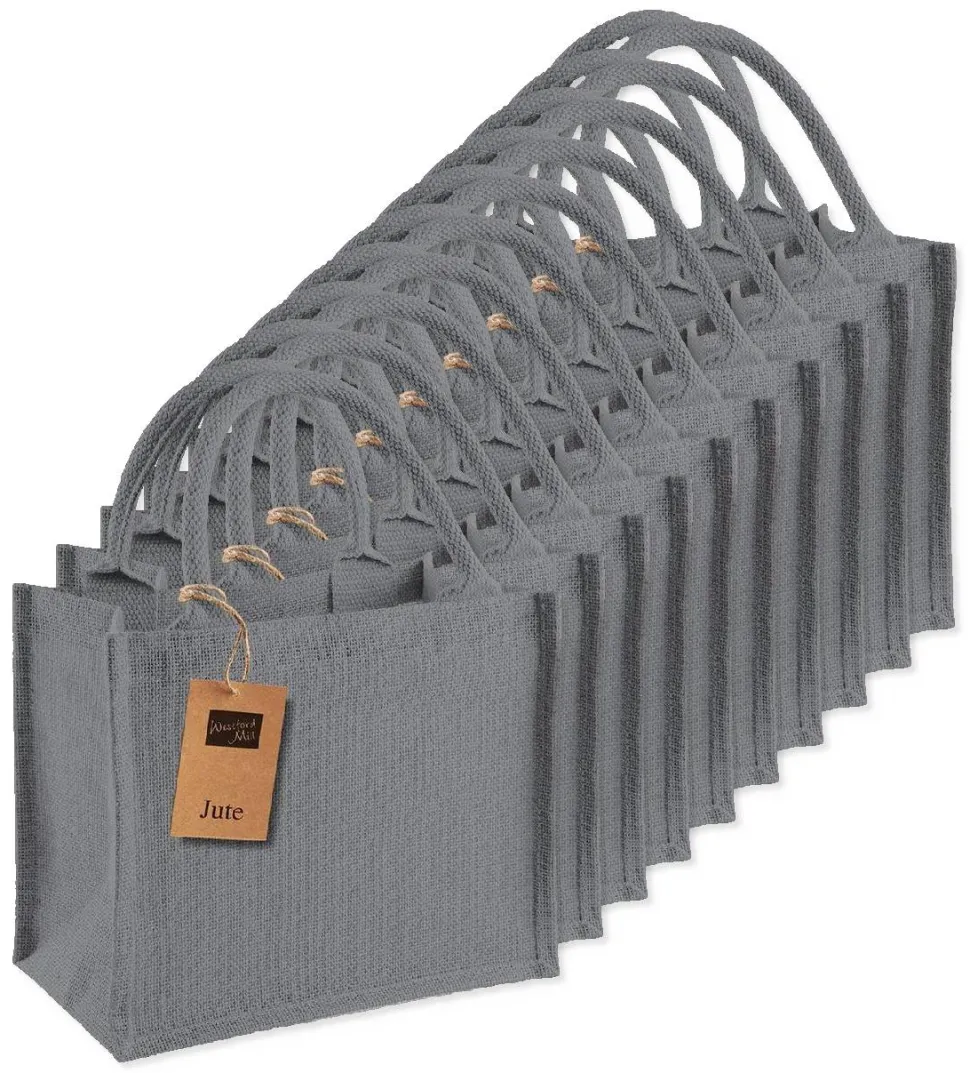 Pack de 75 Westford mill WM412 - Petit Sac en Toile de Jute - poignées en coton - dimensions 26x22x14cm