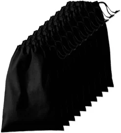 Pack de 10 Westford mill WM216 - Sac Cordelette en Coton Premium - fermeture à cordon - différentes tailles