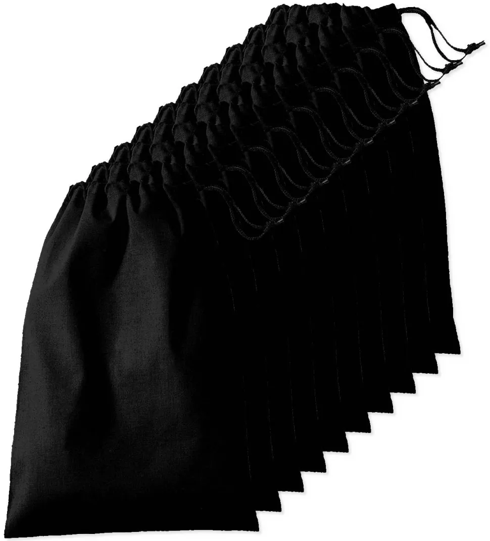 Pack de 10 Westford mill WM216 - Sac Cordelette en Coton Premium - fermeture à cordon - différentes tailles